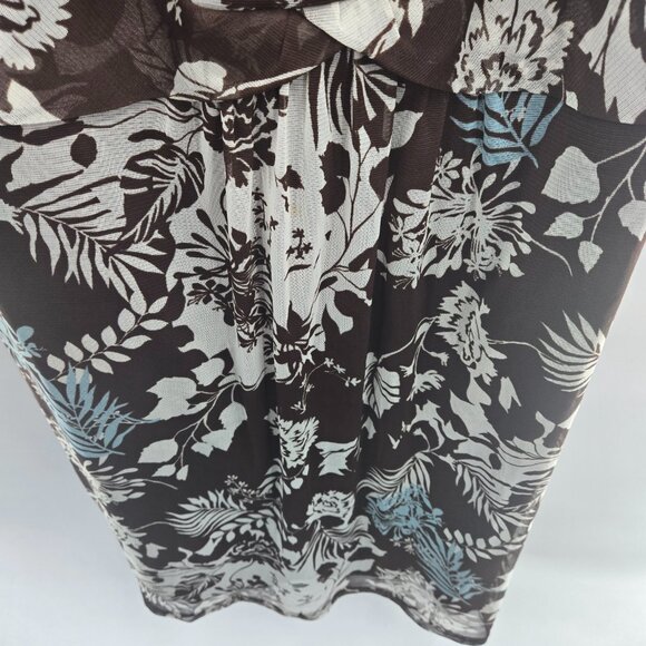 Biyaycda Brown Floral Y2K Sheer Overlay Lined Sleeveless Midi Dress 16W - Picture 4 of 10